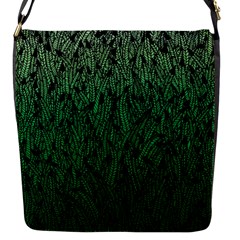 Green Ombre Feather Pattern, Black, Flap Closure Messenger Bag (s) by Zandiepants