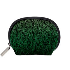 Green Ombre Feather Pattern, Black, Accessory Pouch (small) by Zandiepants