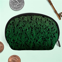 Green Ombre Feather Pattern, Black, Accessory Pouch (large) by Zandiepants