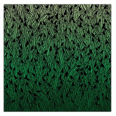 Green Ombre Feather Pattern, Black, Large Satin Scarf (square) by Zandiepants