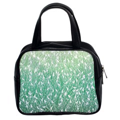 Green Ombre Feather Pattern, White, Classic Handbag (two Sides) by Zandiepants