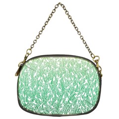 Green Ombre Feather Pattern, White, Chain Purse (two Sides) by Zandiepants