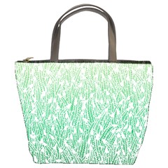 Green Ombre Feather Pattern, White, Bucket Bag by Zandiepants