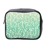 Green Ombre feather pattern, white, Mini Toiletries Bag (Two Sides) Front