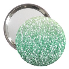 Green Ombre Feather Pattern, White, 3  Handbag Mirror by Zandiepants