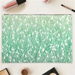 Green Ombre feather pattern, white, Cosmetic Bag (XXL) Front