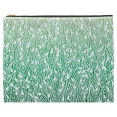 Green Ombre Feather Pattern, White, Cosmetic Bag (xxxl) by Zandiepants