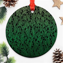 Green Ombre Feather Pattern, Black, Ornament (round) by Zandiepants