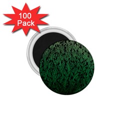 Green Ombre Feather Pattern, Black, 1 75  Magnet (100 Pack)  by Zandiepants