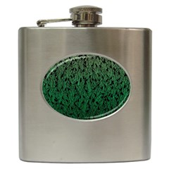 Green Ombre Feather Pattern, Black, Hip Flask (6 Oz) by Zandiepants