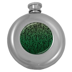 Green Ombre Feather Pattern, Black, Hip Flask (5 Oz) by Zandiepants