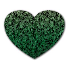 Green Ombre Feather Pattern, Black, Heart Mousepad by Zandiepants