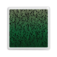 Green Ombre Feather Pattern, Black, Memory Card Reader (square)