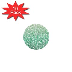 Green Ombre Feather Pattern, White, 1  Mini Button (10 Pack)  by Zandiepants