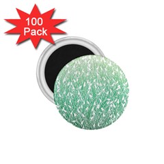 Green Ombre Feather Pattern, White, 1 75  Magnet (100 Pack)  by Zandiepants