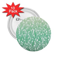 Green Ombre Feather Pattern, White, 2 25  Button (10 Pack) by Zandiepants