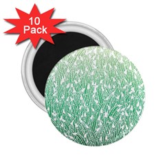 Green Ombre Feather Pattern, White, 2 25  Magnet (10 Pack) by Zandiepants