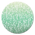 Green Ombre feather pattern, white, Magnet 5  (Round) Front