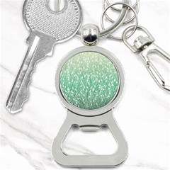 Green Ombre Feather Pattern, White, Bottle Opener Key Chain by Zandiepants