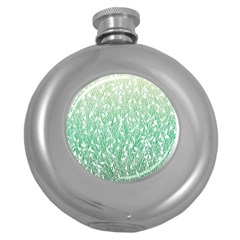 Green Ombre Feather Pattern, White, Hip Flask (5 Oz) by Zandiepants