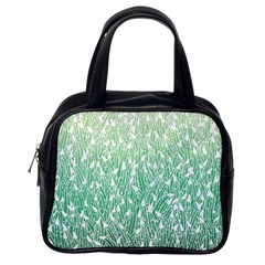 Green Ombre Feather Pattern, White, Classic Handbag (one Side) by Zandiepants