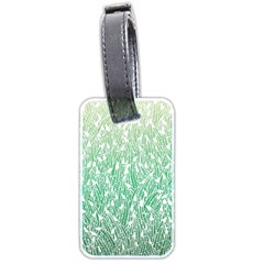 Green Ombre Feather Pattern, White, Luggage Tag (two Sides) by Zandiepants