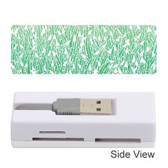 Green Ombre Feather Pattern, White, Memory Card Reader (stick)