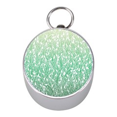 Green Ombre Feather Pattern, White, Silver Compass (mini) by Zandiepants