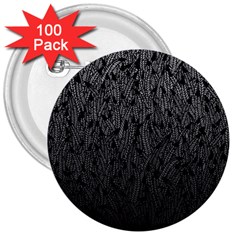 Grey Ombre Feather Pattern, Black, 3  Button (100 Pack) by Zandiepants