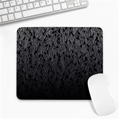 Grey Ombre Feather Pattern, Black, Large Mousepad by Zandiepants