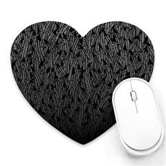 Grey Ombre Feather Pattern, Black, Heart Mousepad by Zandiepants