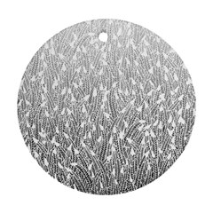 Grey Ombre Feather Pattern, White, Ornament (round) by Zandiepants