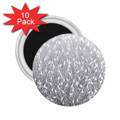 Grey Ombre Feather Pattern, White, 2 25  Magnet (10 Pack) by Zandiepants