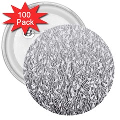 Grey Ombre Feather Pattern, White, 3  Button (100 Pack) by Zandiepants