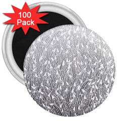 Grey Ombre Feather Pattern, White, 3  Magnet (100 Pack) by Zandiepants