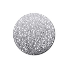 Grey Ombre Feather Pattern, White, Rubber Coaster (round) by Zandiepants