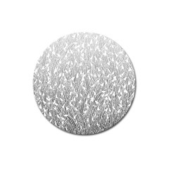 Grey Ombre Feather Pattern, White, Magnet 3  (round) by Zandiepants