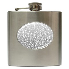 Grey Ombre Feather Pattern, White, Hip Flask (6 Oz) by Zandiepants