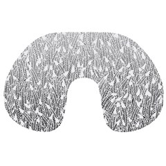 Grey Ombre Feather Pattern, White, Travel Neck Pillow