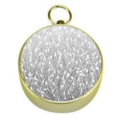 Grey Ombre Feather Pattern, White, Gold Compass