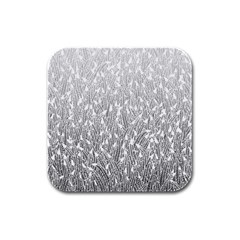 Grey Ombre Feather Pattern, White, Rubber Square Coaster (4 Pack) by Zandiepants