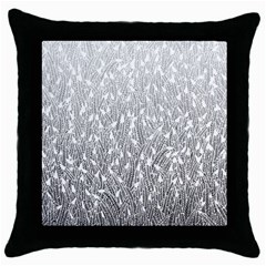 Grey Ombre Feather Pattern, White, Throw Pillow Case (black) by Zandiepants