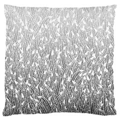 Grey Ombre Feather Pattern, White, Large Flano Cushion Case (one Side) by Zandiepants