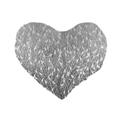 Grey Ombre Feather Pattern, White, Standard 16  Premium Flano Heart Shape Cushion  by Zandiepants