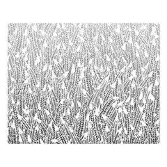 Grey Ombre Feather Pattern, White, Double Sided Flano Blanket (large)