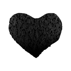 Grey Ombre Feather Pattern, Black, Standard 16  Premium Flano Heart Shape Cushion  by Zandiepants