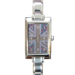 Multicoloured Union Jack Rectangle Italian Charm Watch by cocksoupart