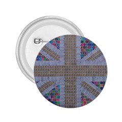 Multicoloured Union Jack 2 25  Buttons by cocksoupart