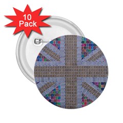 Multicoloured Union Jack 2 25  Buttons (10 Pack)  by cocksoupart