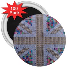 Multicoloured Union Jack 3  Magnets (100 Pack) by cocksoupart